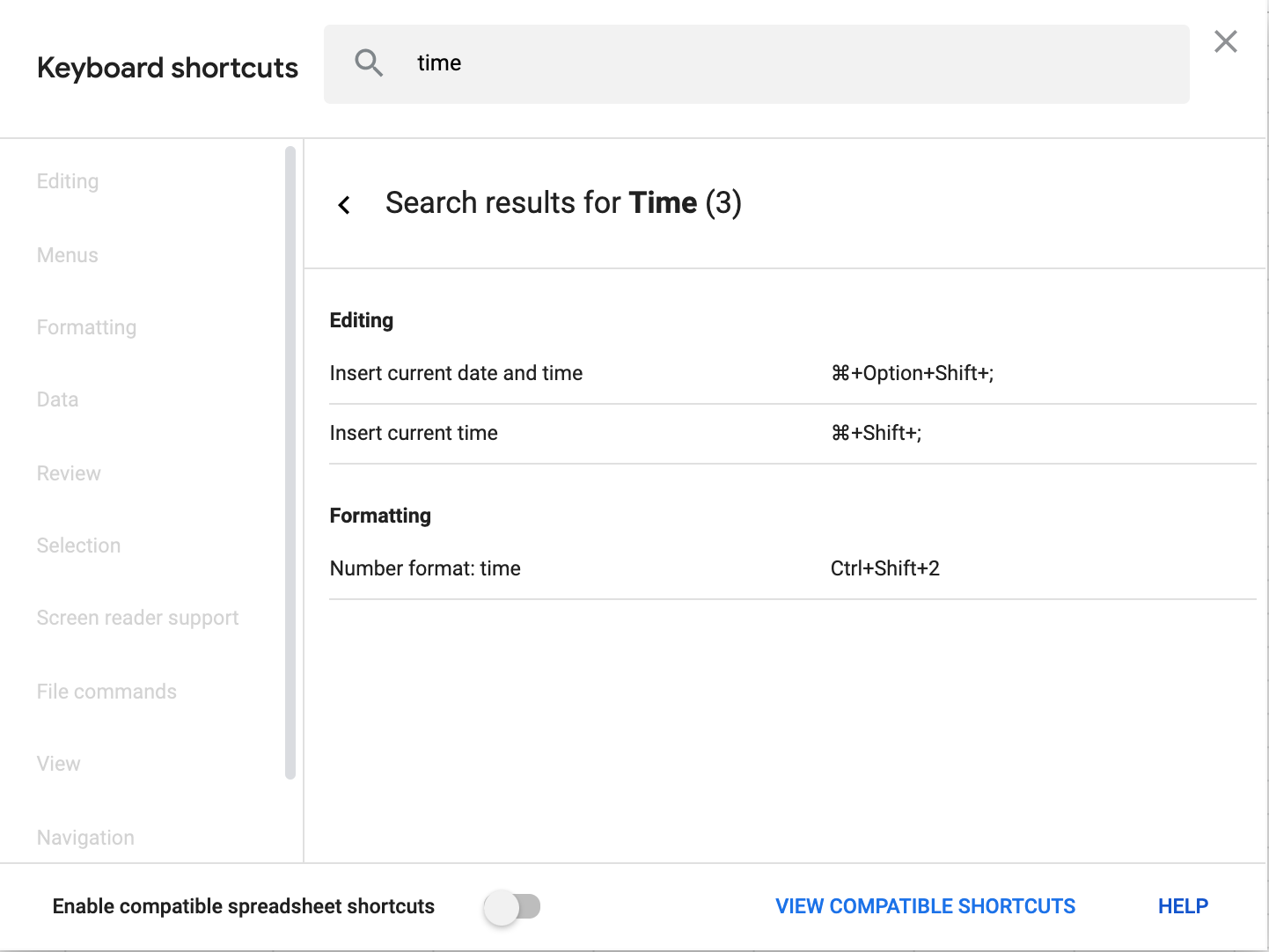 Time Shortcut Search