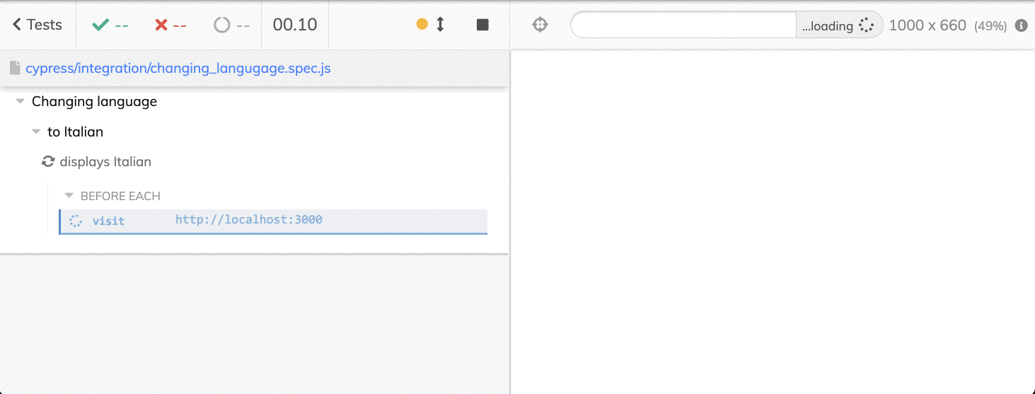 Change language to Italian passing test in Cypress