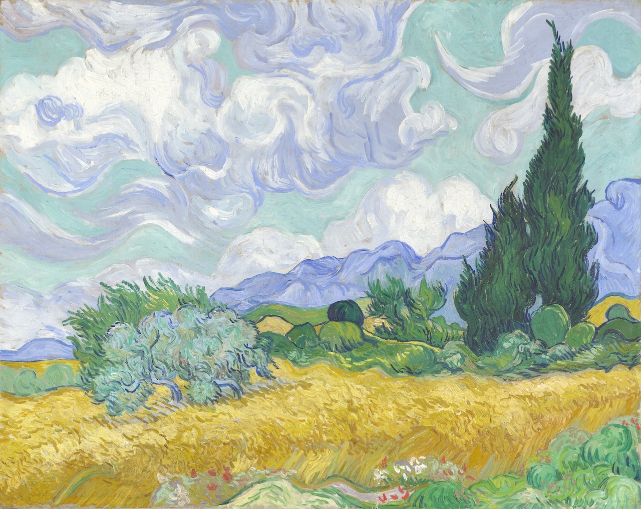 A Wheatfield with Cypresses, Vincent Van Gogh, Early September 1889