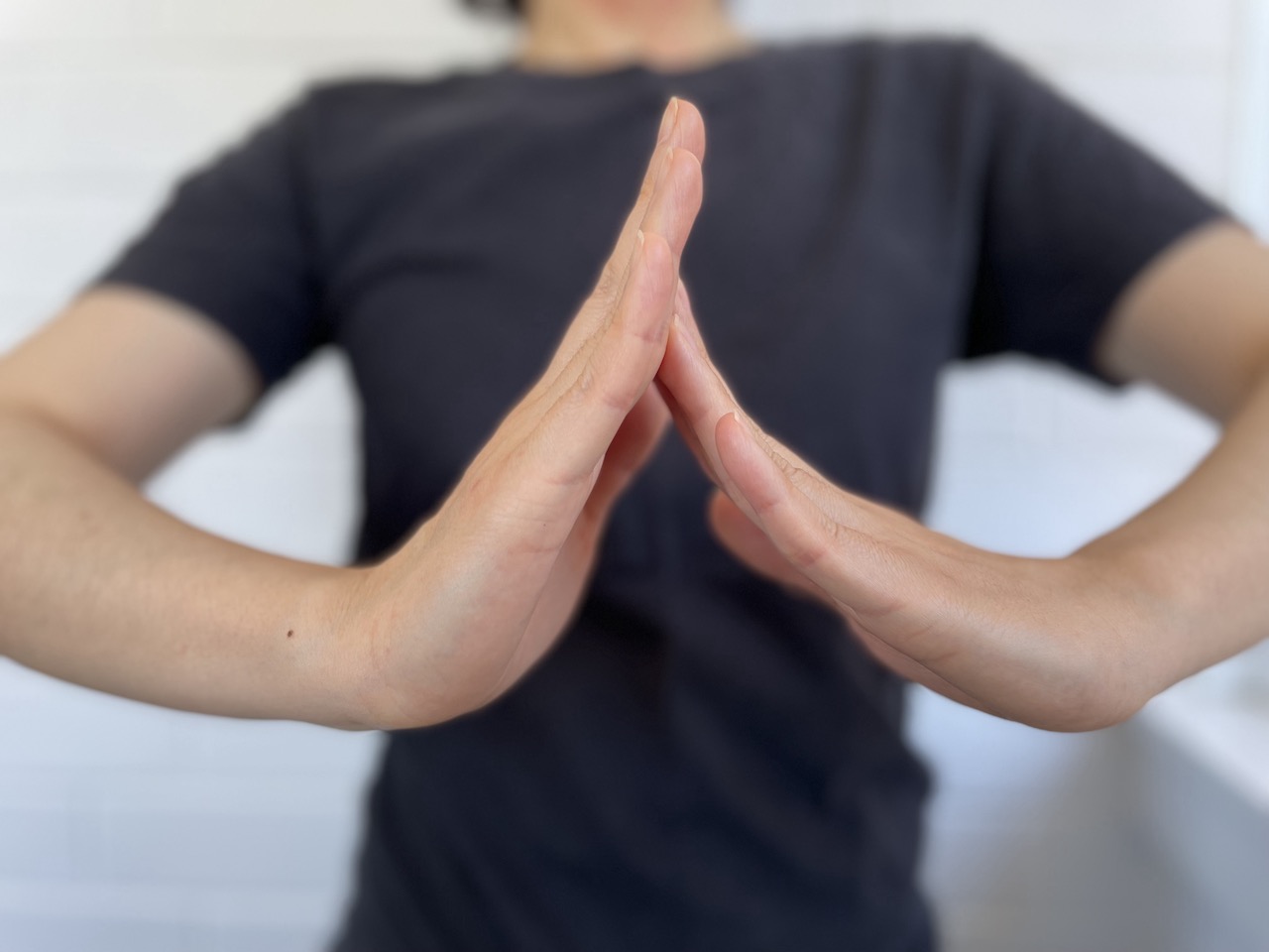 Hands in the shape of the Japanese character for person