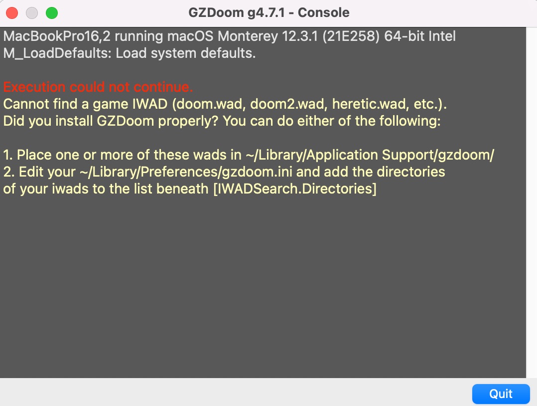GZDoom cannot find a Doom WAD file