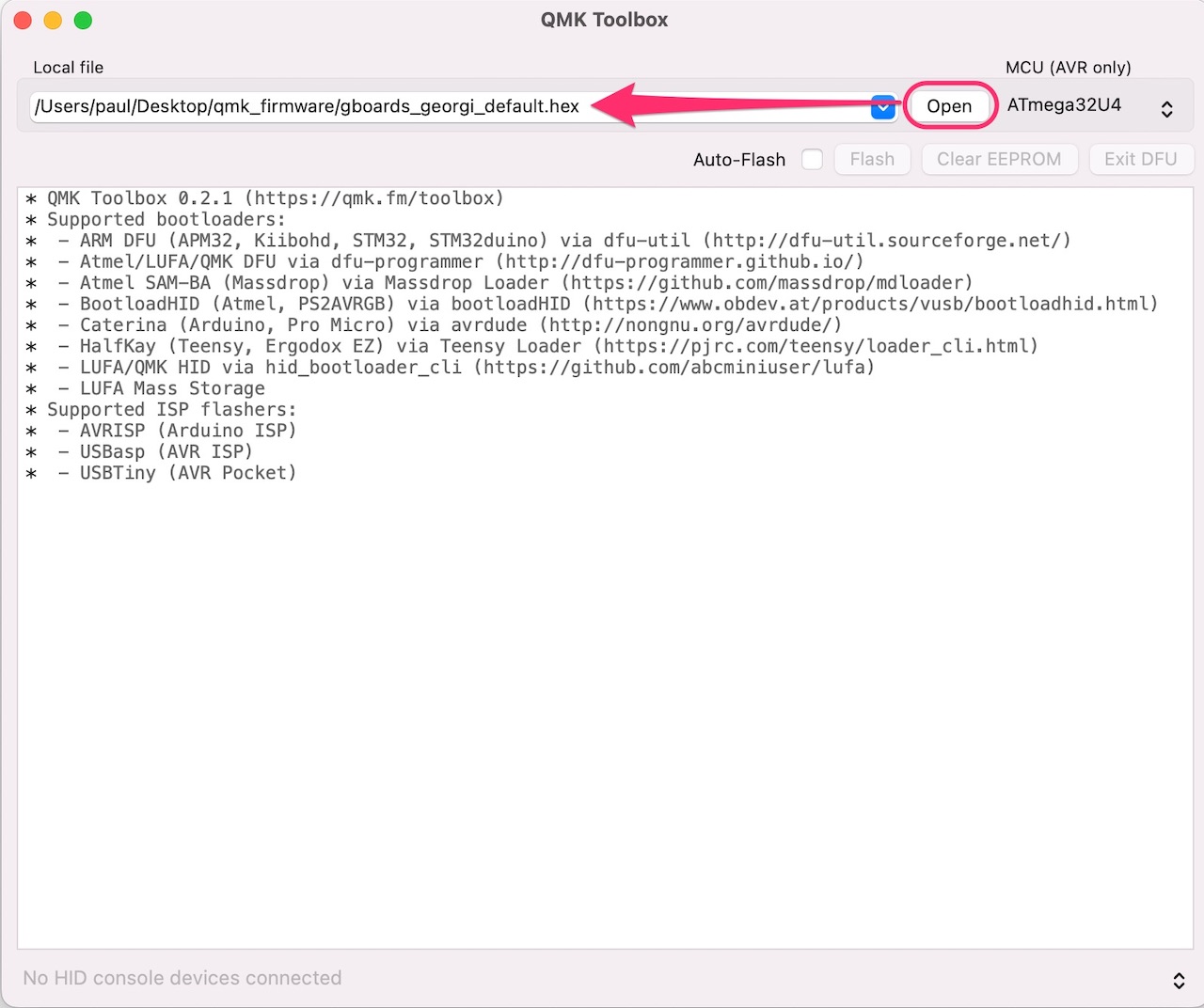 QMK Toolbox Select Firmware