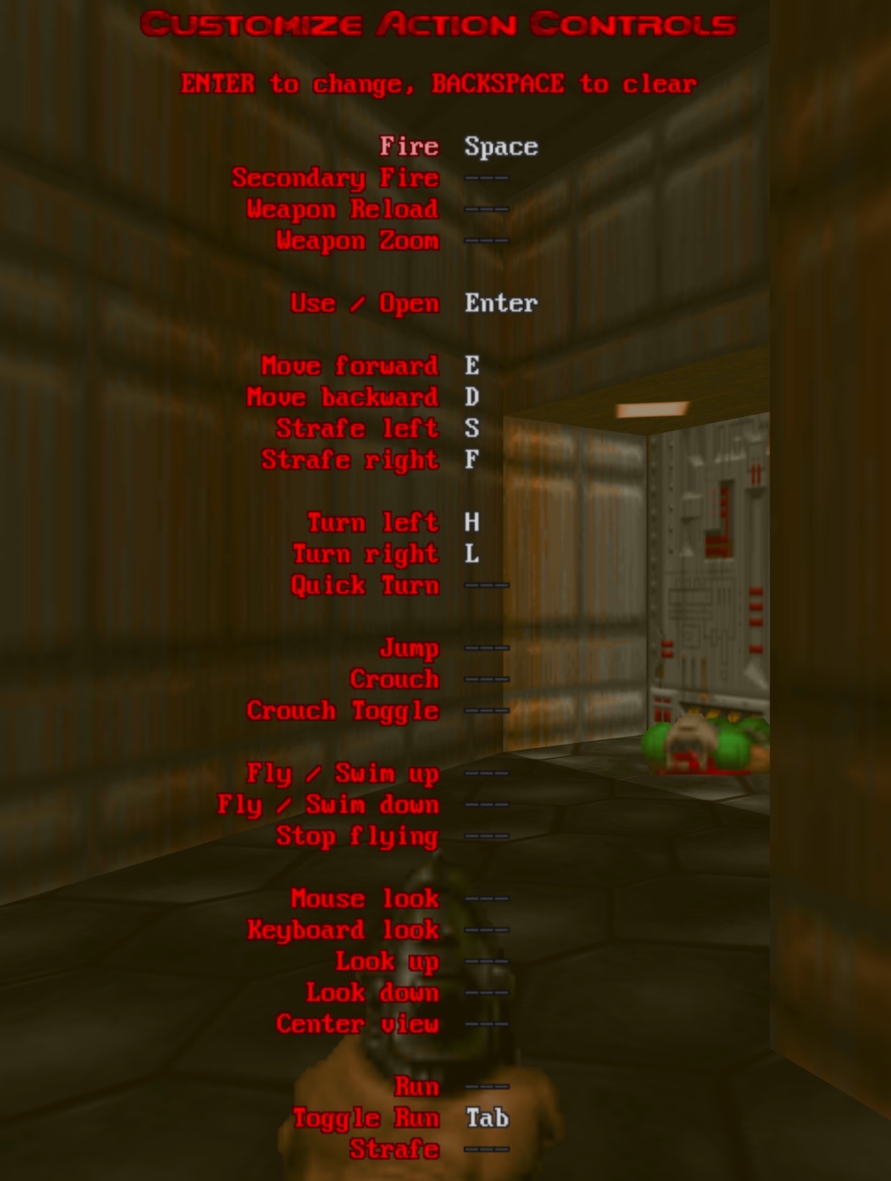 GZDoom Customize Action Controls