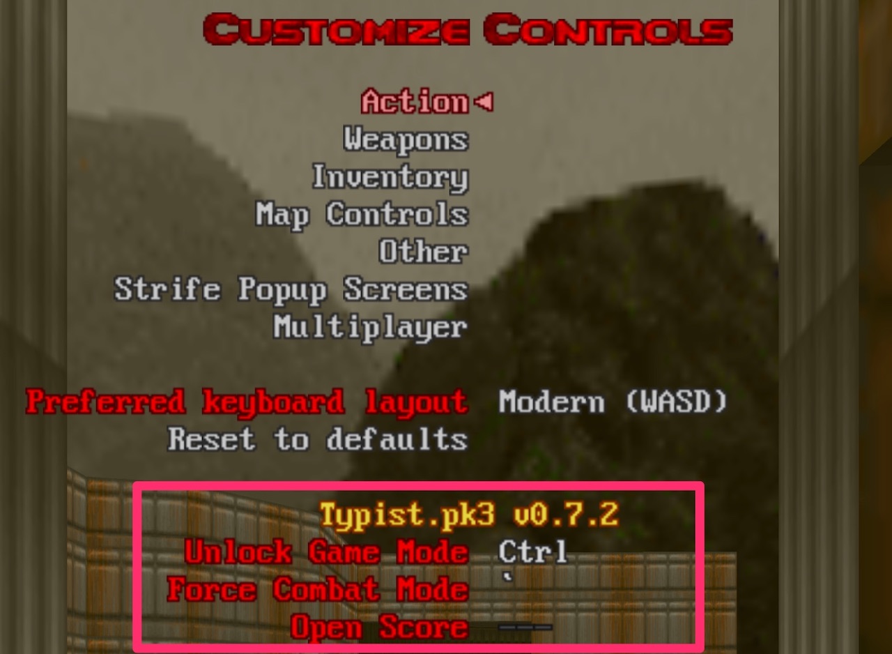 Typist.pk3 configurable controls