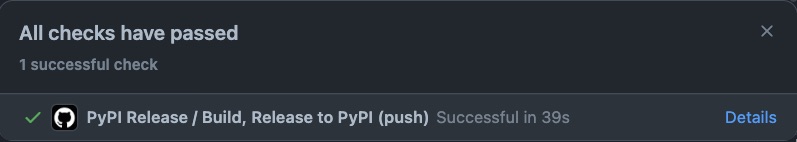 GitHub action showing that jobs were successfully completed