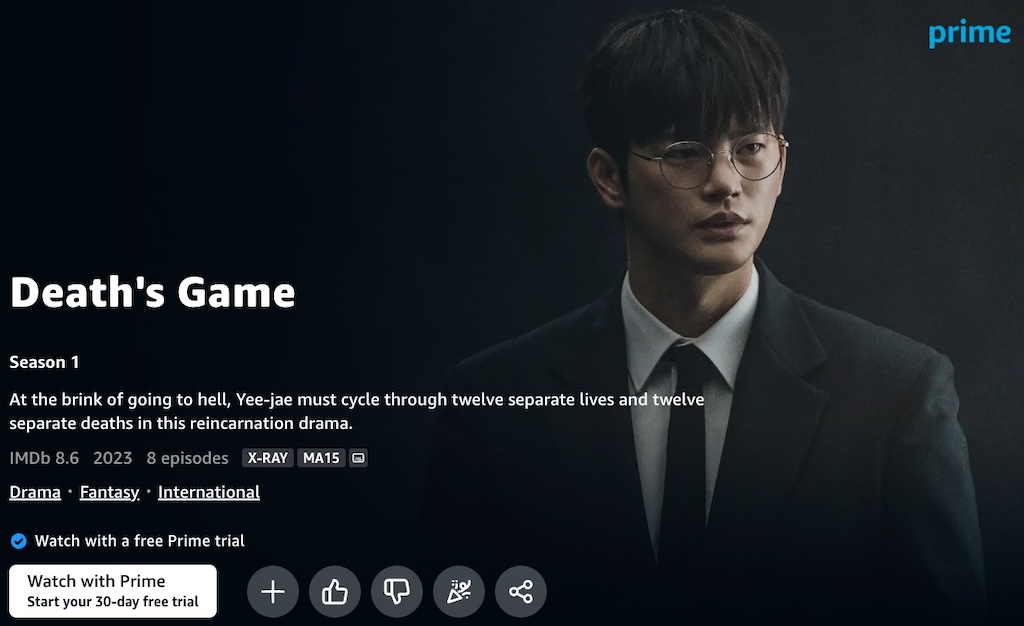 Death's Game English page on Amazon Prime